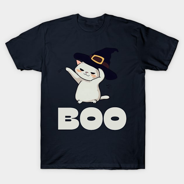 Boo dabbing cat witch hat halloween gift T-Shirt by madani04